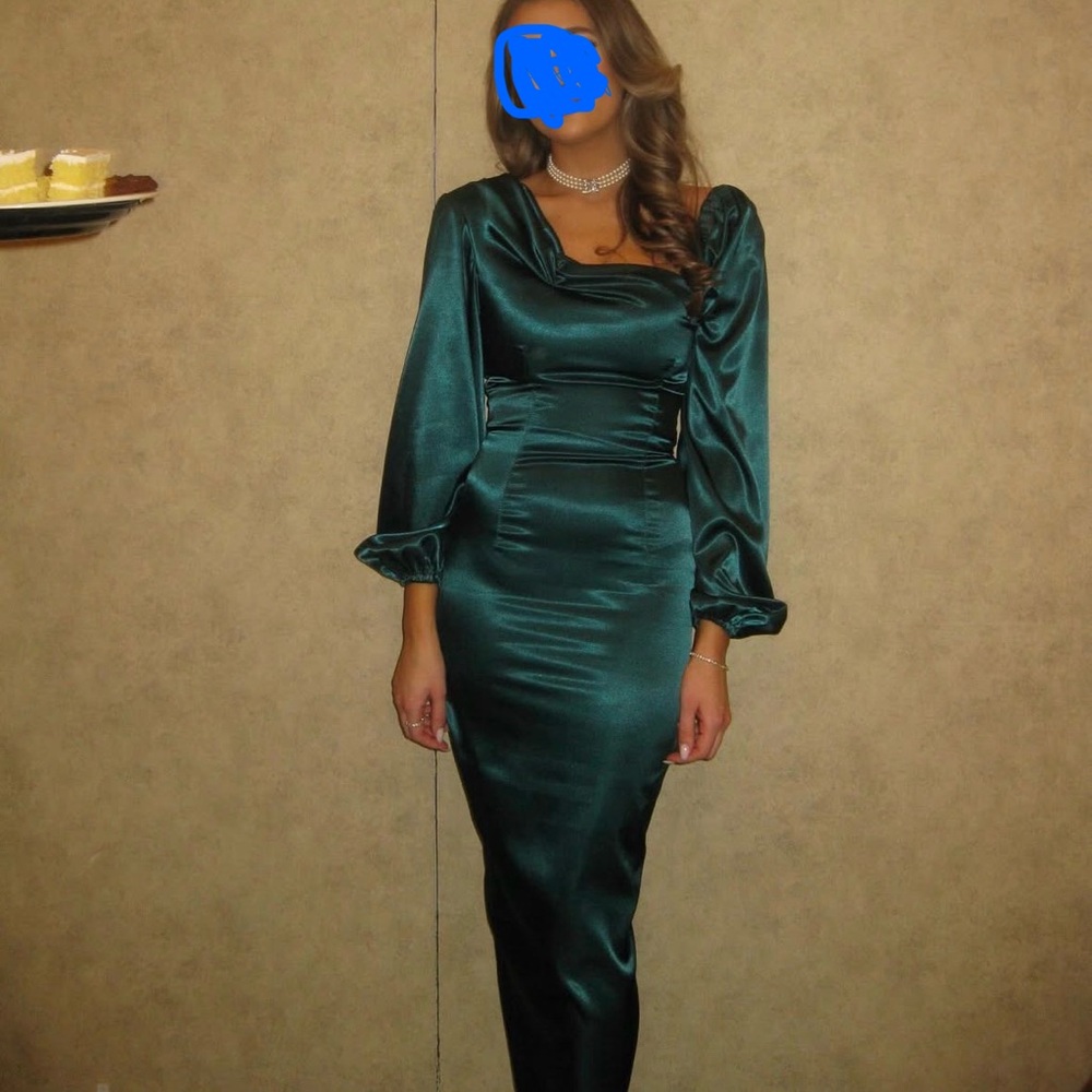 Elegant Green Satin Dress